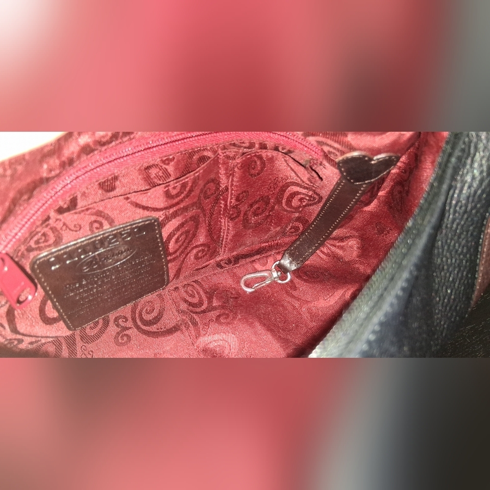 Brighton Elegant Black and Brown Leather Women's Bag Classic Hanging Charm - Picture 7 of 16